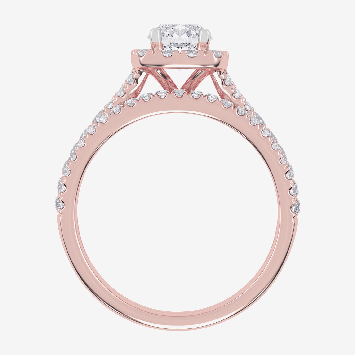 1 CT.T.W. (G / VS2-SI1) Lab-Grown Diamond Cushion Halo Wedding Engagement Ring 10K Gold
