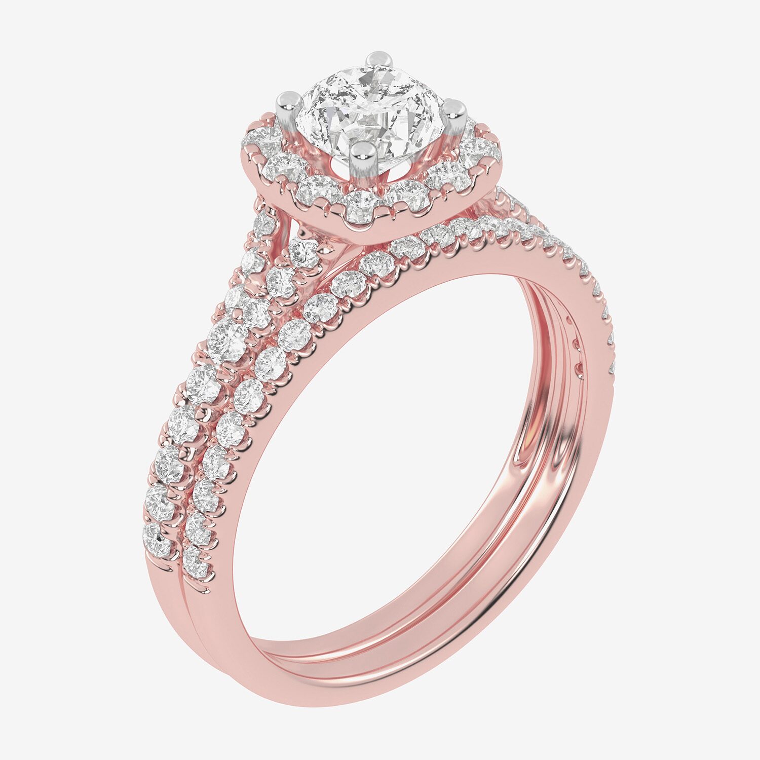 1 CT.T.W. (G / VS2-SI1) Lab-Grown Diamond Cushion Halo Wedding Engagement Ring 10K Gold