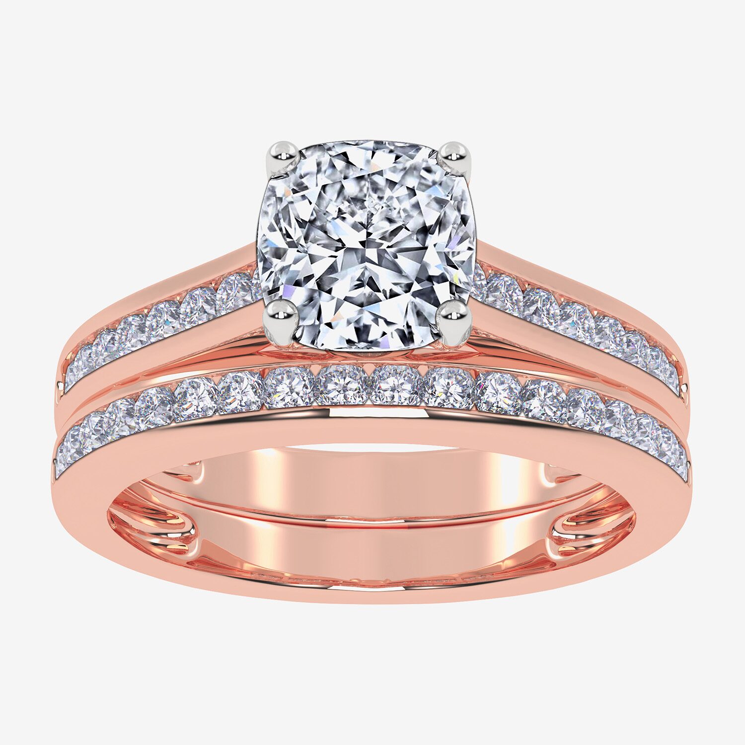 G / Vs2-Si1) Womens 1 1/2 CT. T.W. Lab Grown White Diamond 10K Gold Round Side Stone Bridal Set