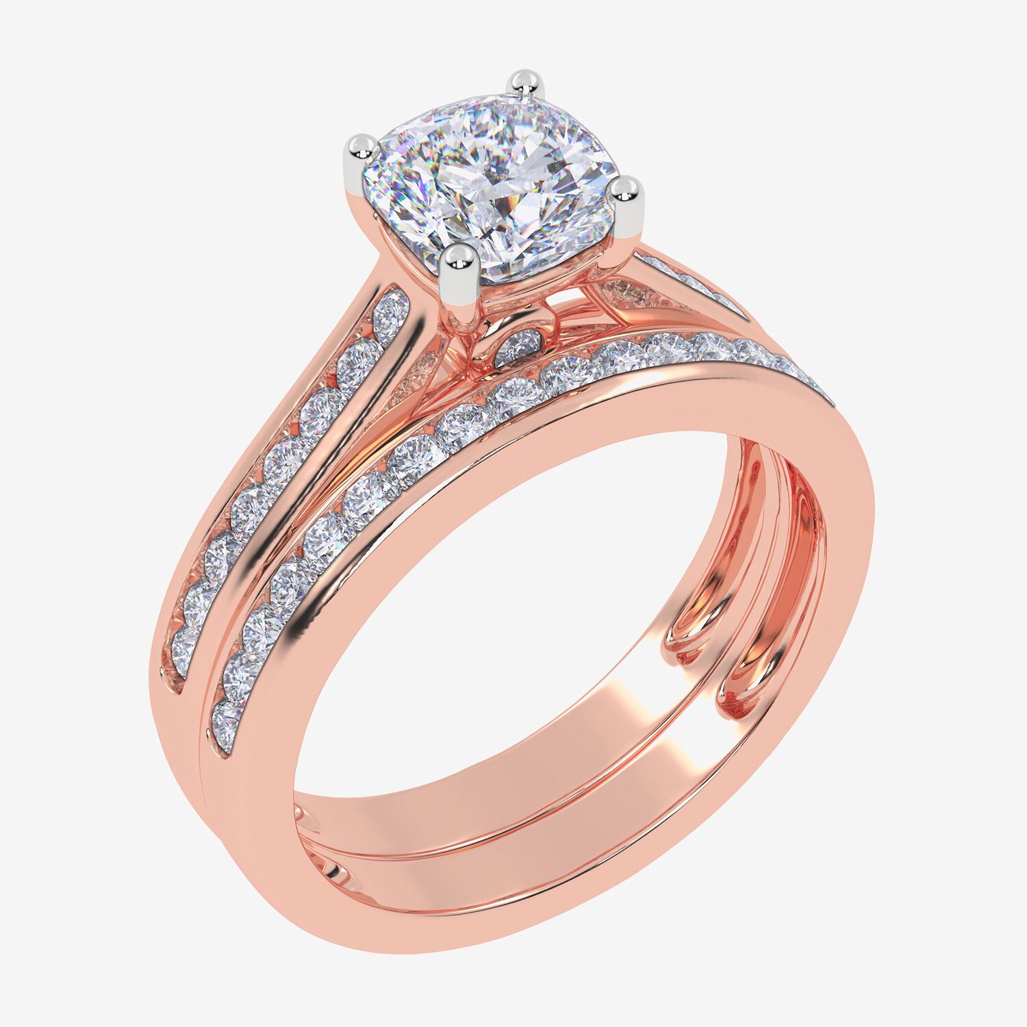 G / Vs2-Si1) Womens 1 1/2 CT. T.W. Lab Grown White Diamond 10K Gold Round Side Stone Bridal Set