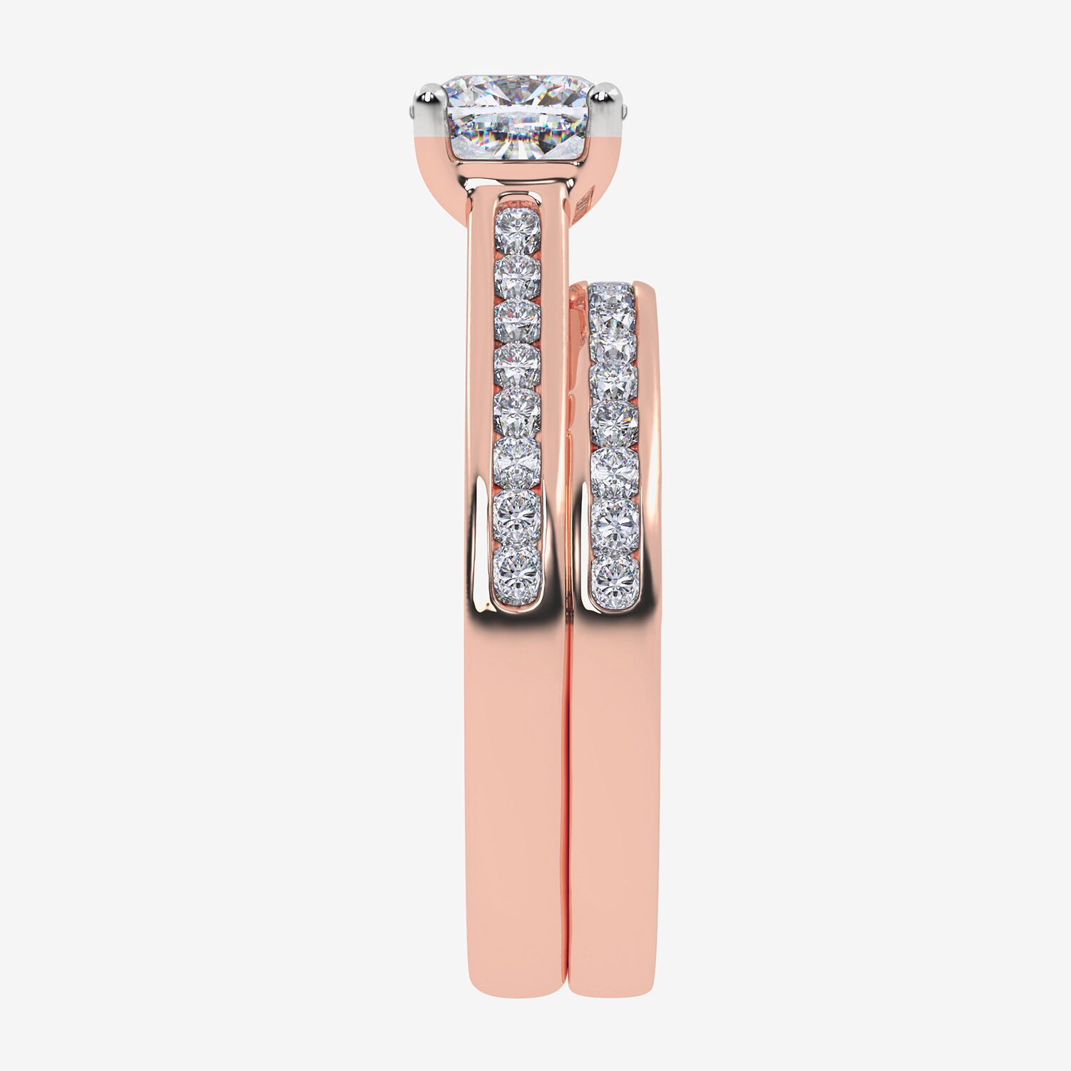 G / Vs2-Si1) Womens 1 1/2 CT. T.W. Lab Grown White Diamond 10K Gold Round Side Stone Bridal Set