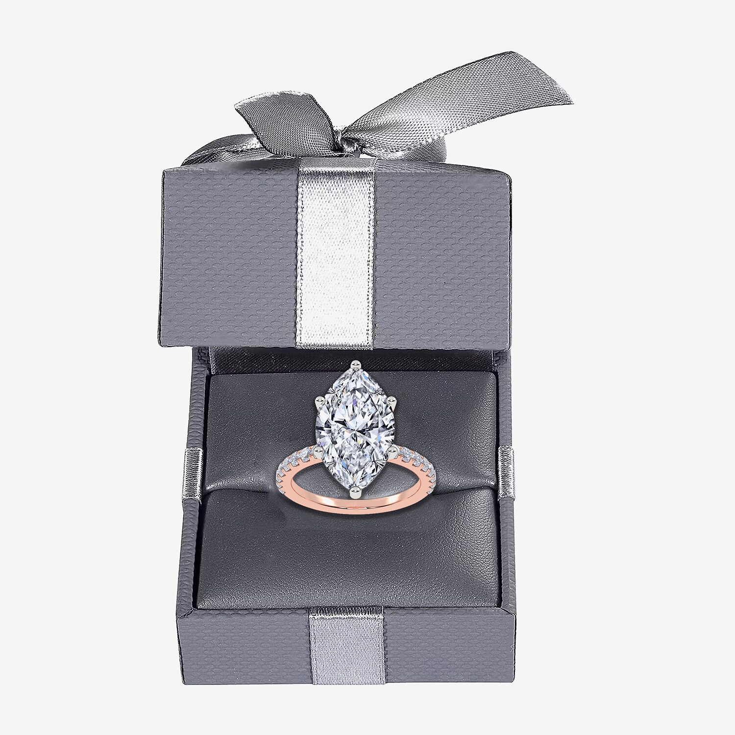 Womens 5 1/2 CT. T.W. Lab Grown White Diamond 14K Gold Marquise Side Stone Engagement Ring