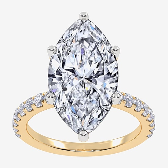 Womens 5 1/2 CT. T.W. Lab Grown White Diamond 14K Gold Marquise Side Stone Engagement Ring