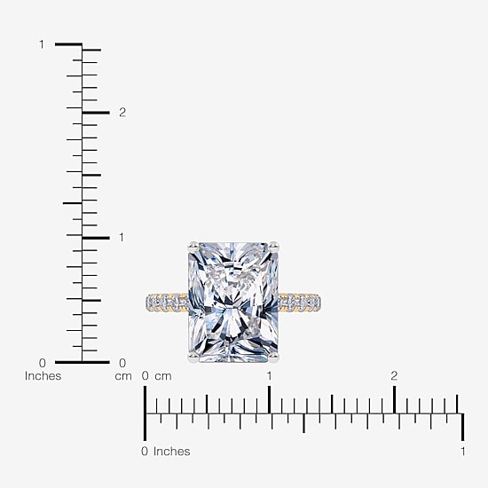 Womens 5 1/2 CT. T.W. Lab Created White Diamond 14K Gold Rectangular Side Stone Engagement Ring