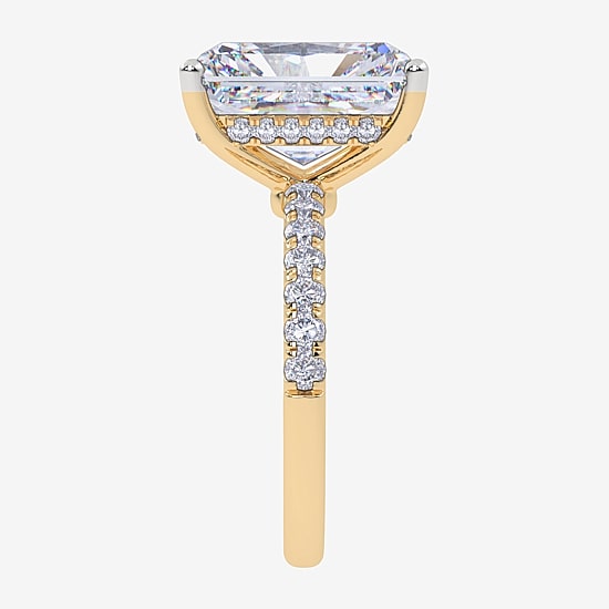 Womens 5 1/2 CT. T.W. Lab Created White Diamond 14K Gold Rectangular Side Stone Engagement Ring