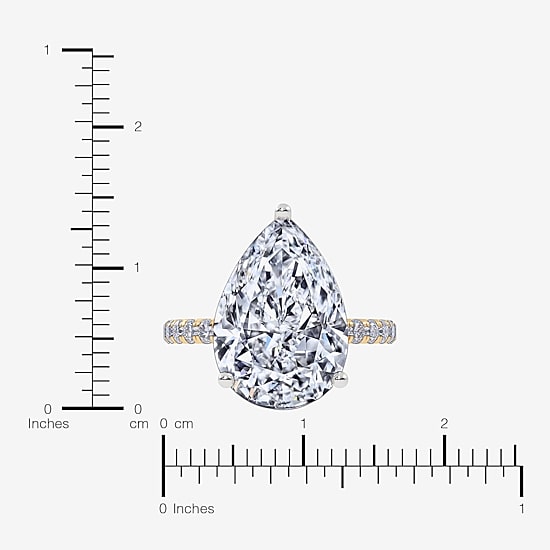 Womens 5 1/2 CT. T.W. Lab Grown White Diamond 14K Gold Pear Side Stone Engagement Ring