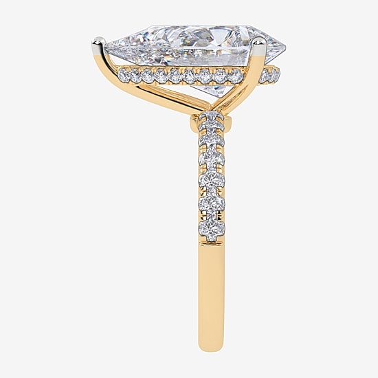 Womens 5 1/2 CT. T.W. Lab Grown White Diamond 14K Gold Pear Side Stone Engagement Ring