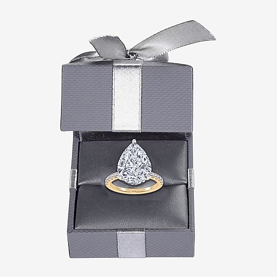 Womens 5 1/2 CT. T.W. Lab Grown White Diamond 14K Gold Pear Side Stone Engagement Ring