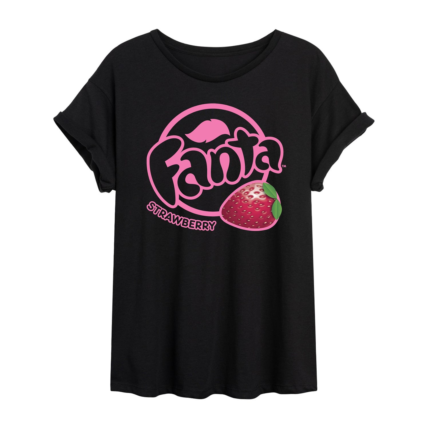 Strawberry Fanta Tee Womens Juniors Crew Neck Short Sleeve Oversized Graphic T-Shirt