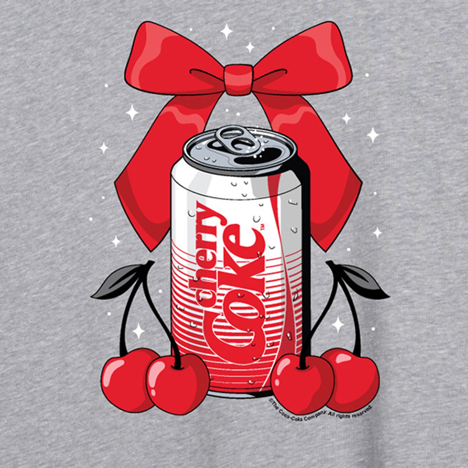 Bow Cherry Coke Tee Womens Juniors Crew Neck Short Sleeve Oversized Graphic T-Shirt