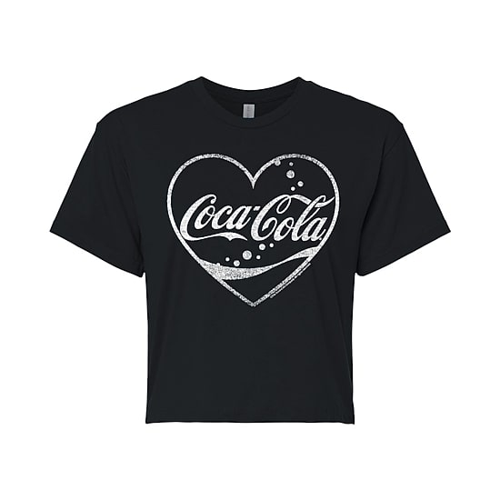 Coca-Cola Heart Cropped Tee Womens Juniors Crew Neck Short Sleeve Regular Fit Graphic T-Shirt