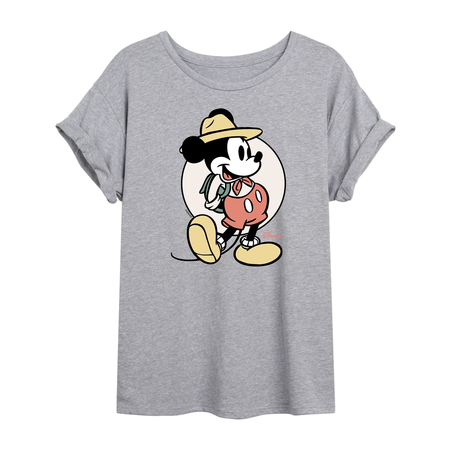 Disney Wildreness Womens Juniors Crew Neck Short Sleeve Oversized Mickey and Friends Mouse Graphic T-Shirt