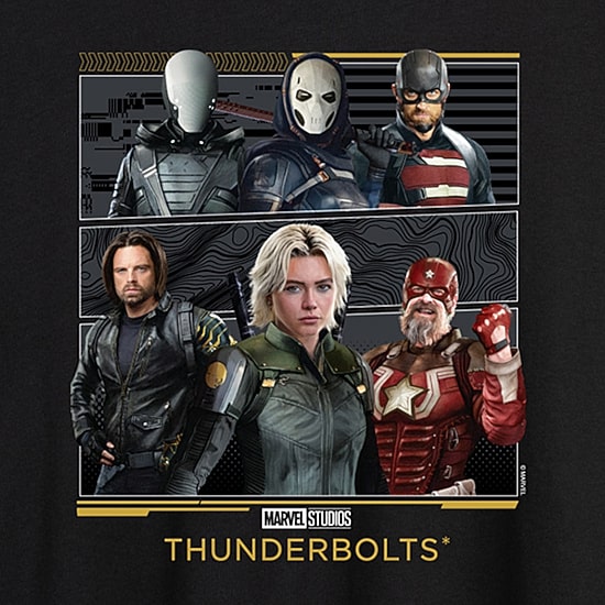 Thunderbolts Womens Juniors Crew Neck Short Sleeve Oversized Marvel Graphic T-Shirt