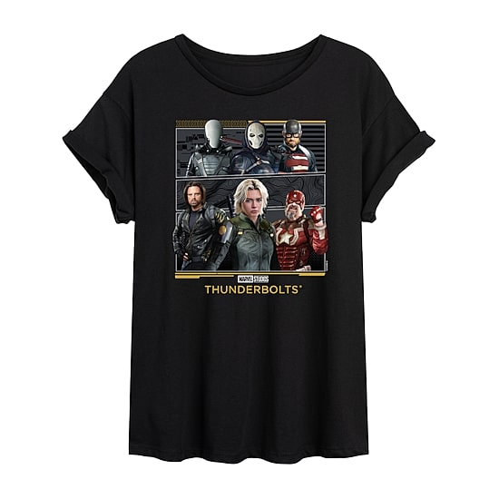 Thunderbolts Womens Juniors Crew Neck Short Sleeve Oversized Marvel Graphic T-Shirt