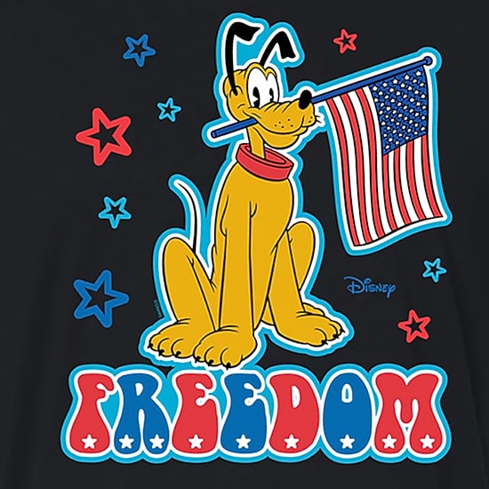 Disney Freedom Cropped Womens Juniors Crew Neck Short Sleeve Regular Fit Mickey and Friends Pluto Graphic T-Shirt