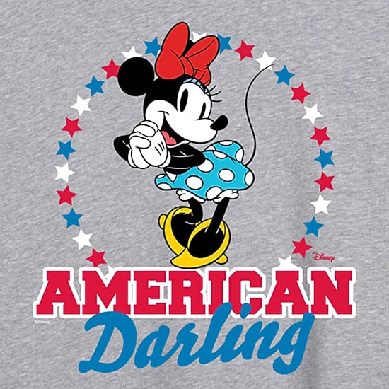 Disney American Darling Womens Juniors Crew Neck Short Sleeve Oversized Mickey and Friends Minnie Mouse Graphic T-Shirt