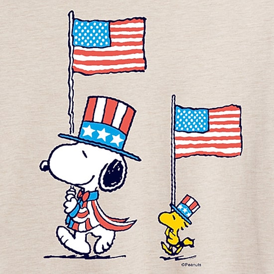 Woodstock Flag Womens Juniors Crew Neck Short Sleeve Oversized Peanuts Snoopy Graphic T-Shirt