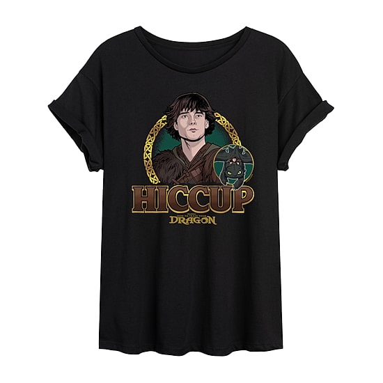 How To Train Your Dragon Hiccup Tee Womens Juniors Crew Neck Short Sleeve Oversized Graphic T-Shirt