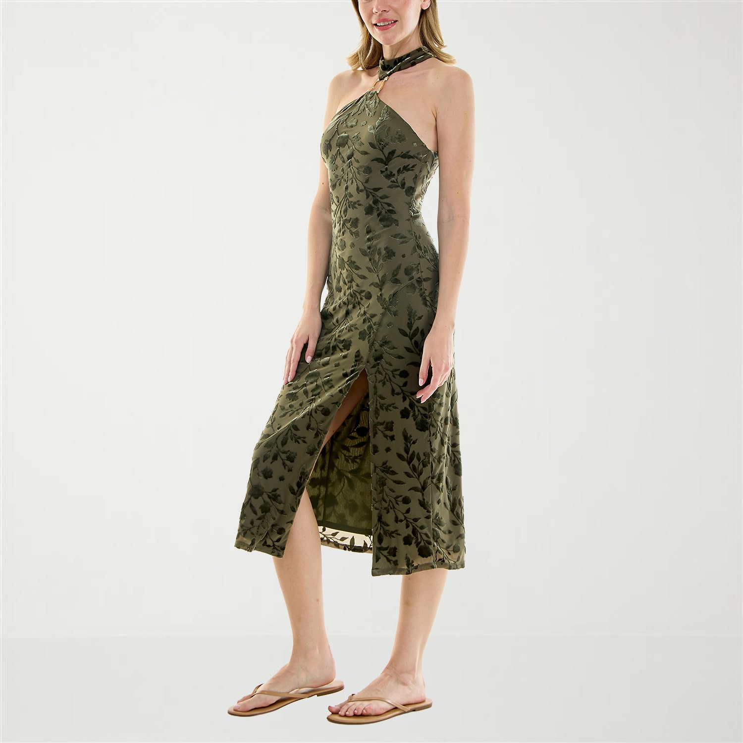 Trixxi Womens Juniors Sleeveless Midi Slip Dress