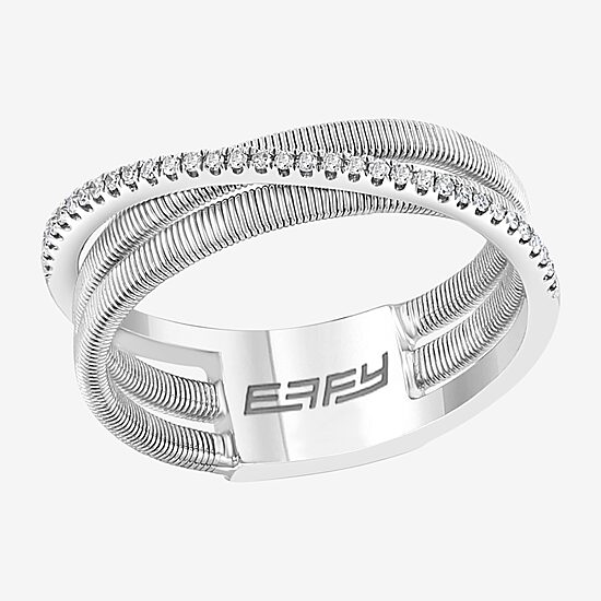 Effy Final Call Limited Quantities! Womens 1/10 CT. T.W. Genuine White Diamond Sterling Silver Band