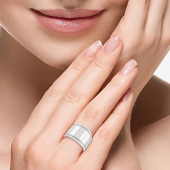 Effy Final Call Limited Quantities! Womens 1/6 CT. T.W. Genuine White Diamond Sterling Silver Band