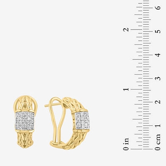 Effy Final Call Limited Quantities! Womens 3/8 CT. T.W. Natural White Diamond 14K Gold Over Silver 8.6mm Hoop Earrings