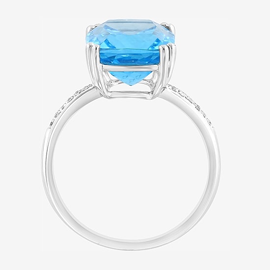 Effy Final Call Limited Quantities! Womens Diamond Accent Genuine Blue Topaz 14K Gold Cocktail Ring