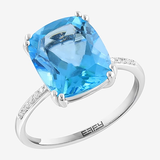 Effy Final Call Limited Quantities! Womens Diamond Accent Genuine Blue Topaz 14K Gold Cocktail Ring
