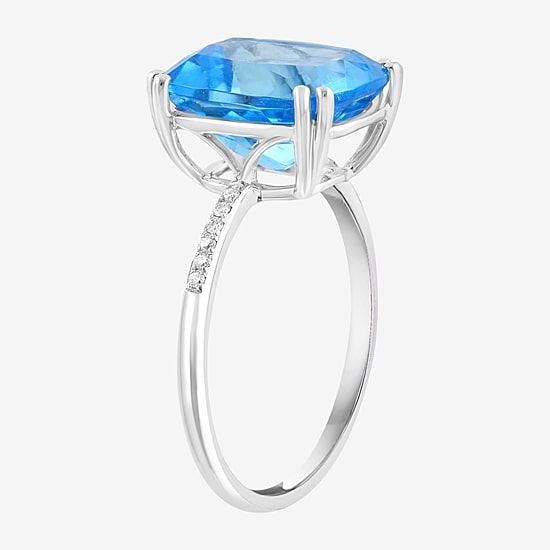Effy Final Call Limited Quantities! Womens Diamond Accent Genuine Blue Topaz 14K Gold Cocktail Ring