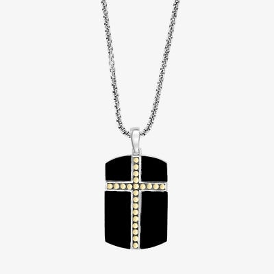 Effy Final Call Limited Quantities! Mens Genuine Black Onyx 18K Gold Over Silver Dog Tag 22 Inch Pendant Necklace
