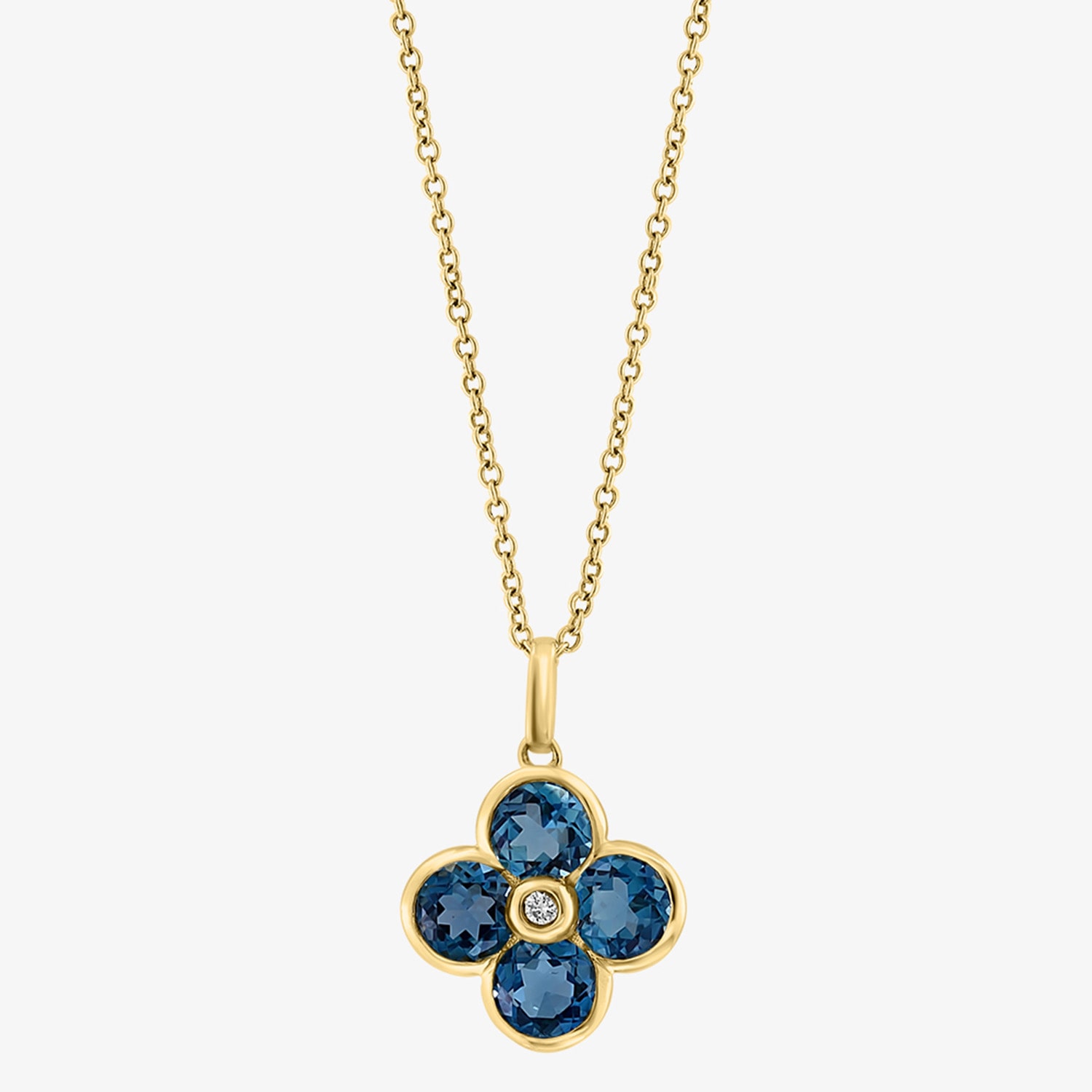Effy Final Call Limited Quantities! Womens Diamond Accent Genuine Blue Topaz 14K Gold 18 Inch Pendant Necklace