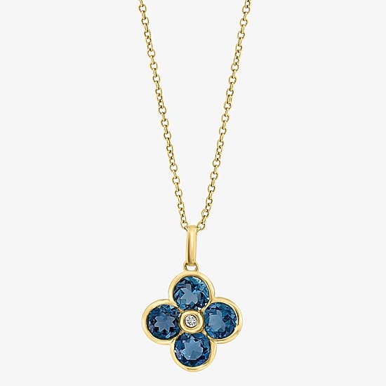 Effy Final Call Limited Quantities! Womens Diamond Accent Genuine Blue Topaz 14K Gold 18 Inch Pendant Necklace