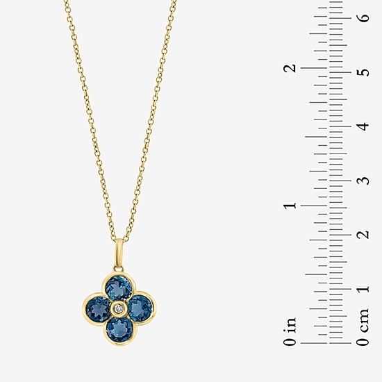 Effy Final Call Limited Quantities! Womens Diamond Accent Genuine Blue Topaz 14K Gold 18 Inch Pendant Necklace