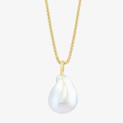 Effy Final Call Limited Quantities! Womens White Cultured Freshwater Pearl 14K Gold Over Silver Oval 18 Inch Pendant Necklace