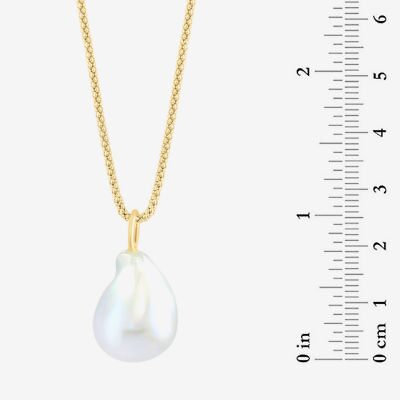 Effy Final Call Limited Quantities! Womens White Cultured Freshwater Pearl 14K Gold Over Silver Oval 18 Inch Pendant Necklace