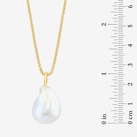 Effy Final Call Limited Quantities! Womens White Cultured Freshwater Pearl 14K Gold Over Silver Oval 18 Inch Pendant Necklace