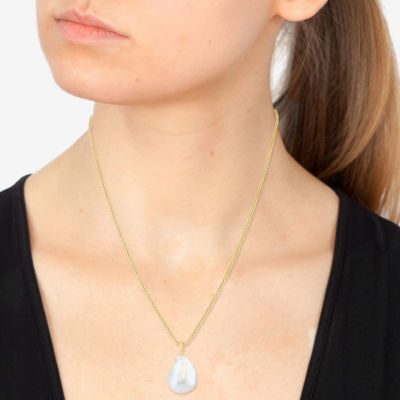 Effy Final Call Limited Quantities! Womens White Cultured Freshwater Pearl 14K Gold Over Silver Oval 18 Inch Pendant Necklace