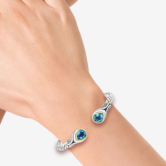 Effy Final Call Limited Quantities! Womens Blue Topaz 18K Gold Over Silver Cuff Bracelet