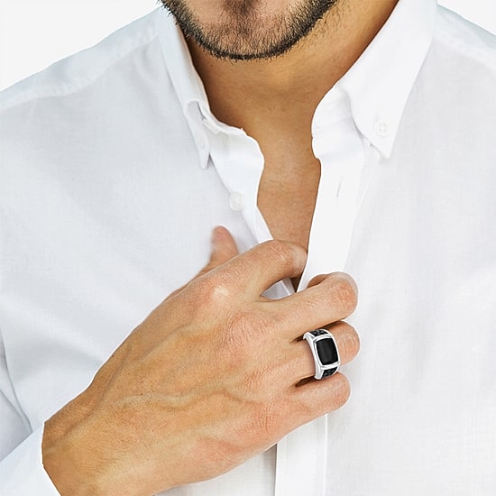 Effy Final Call Limited Quantities! Mens Genuine Black Onyx Sterling Silver Rectangular Fashion Ring