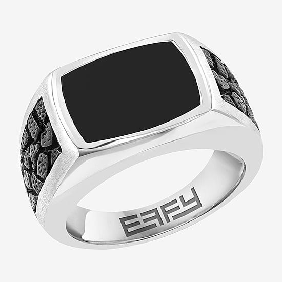 Effy Final Call Limited Quantities! Mens Genuine Black Onyx Sterling Silver Rectangular Fashion Ring