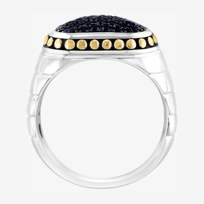 Effy Final Call Limited Quantities! Mens Genuine Black Sapphire 18K Gold Over Silver Rectangular Fashion Ring