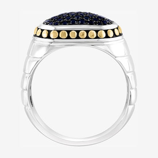 Effy Final Call Limited Quantities! Mens Genuine Black Sapphire 18K Gold Over Silver Rectangular Fashion Ring