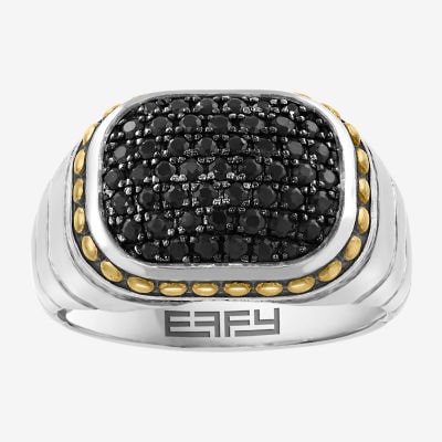 Effy Final Call Limited Quantities! Mens Genuine Black Sapphire 18K Gold Over Silver Rectangular Fashion Ring