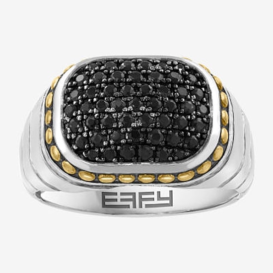 Effy Final Call Limited Quantities! Mens Genuine Black Sapphire 18K Gold Over Silver Rectangular Fashion Ring