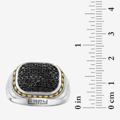 Effy Final Call Limited Quantities! Mens Genuine Black Sapphire 18K Gold Over Silver Rectangular Fashion Ring