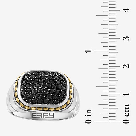 Effy Final Call Limited Quantities! Mens Genuine Black Sapphire 18K Gold Over Silver Rectangular Fashion Ring