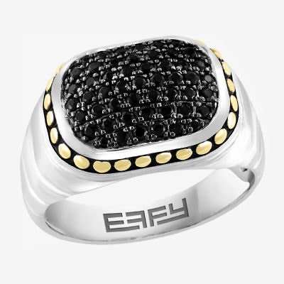 Effy Final Call Limited Quantities! Mens Genuine Black Sapphire 18K Gold Over Silver Rectangular Fashion Ring