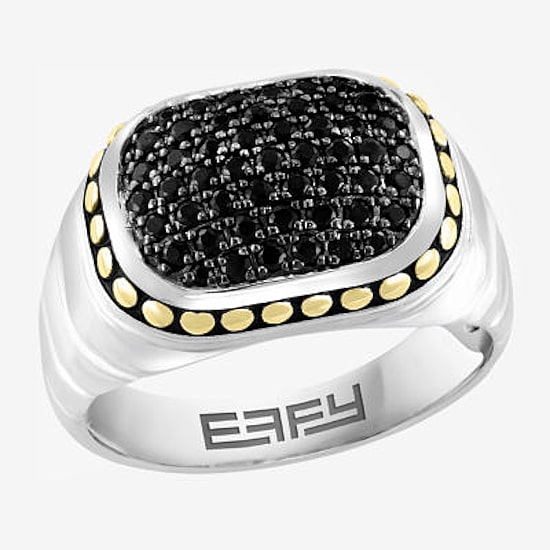 Effy Final Call Limited Quantities! Mens Genuine Black Sapphire 18K Gold Over Silver Rectangular Fashion Ring