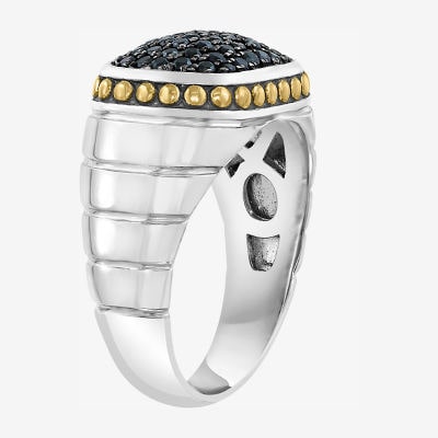 Effy Final Call Limited Quantities! Mens Genuine Black Sapphire 18K Gold Over Silver Rectangular Fashion Ring