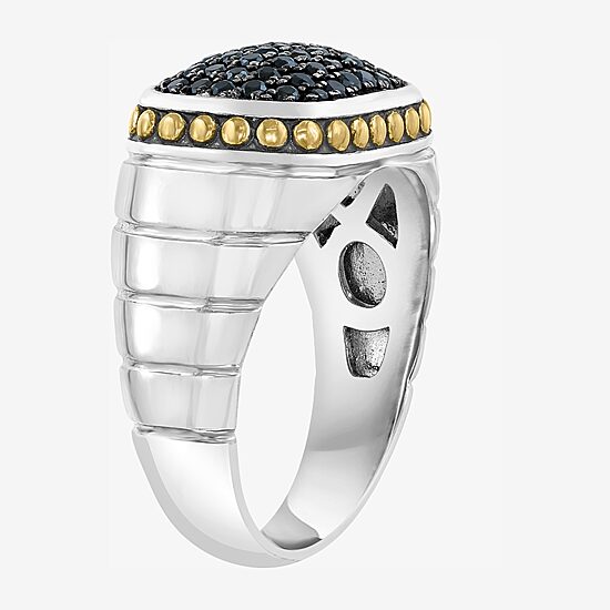Effy Final Call Limited Quantities! Mens Genuine Black Sapphire 18K Gold Over Silver Rectangular Fashion Ring